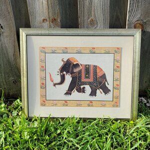 Unique Vintage Elephant Trunk Up Indian Artwork